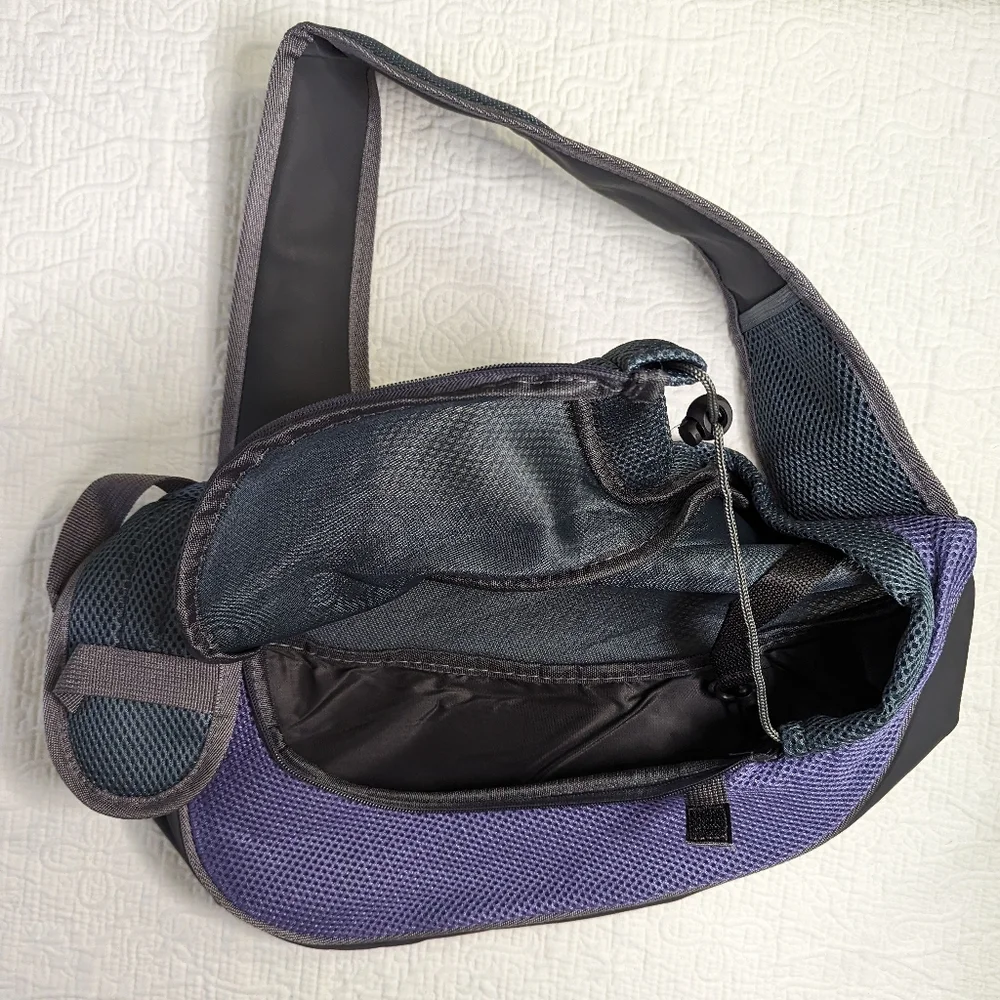 Pet Carrier Sling Bag - Black and Purple